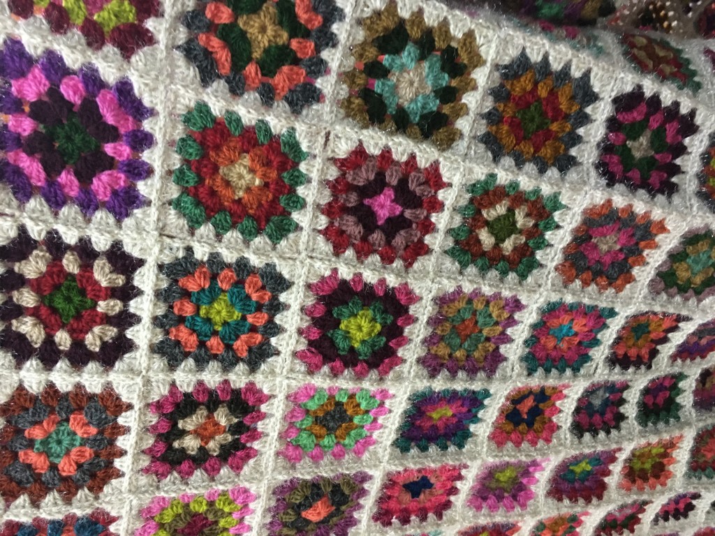 Crocheted woollen throw