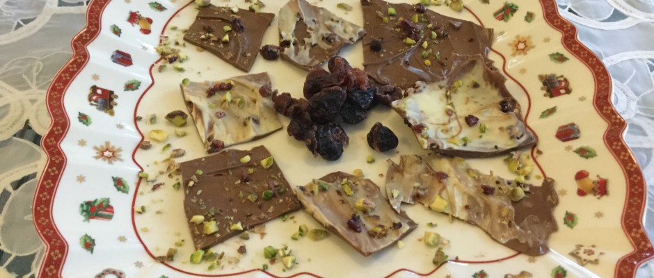 Cranberries , Chocolate bark and a bit of Santa Claus